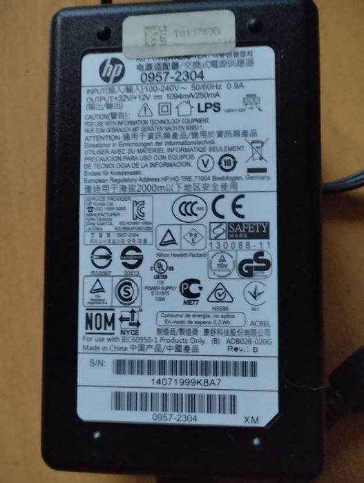 Fonte/carregador original para impressora HP
