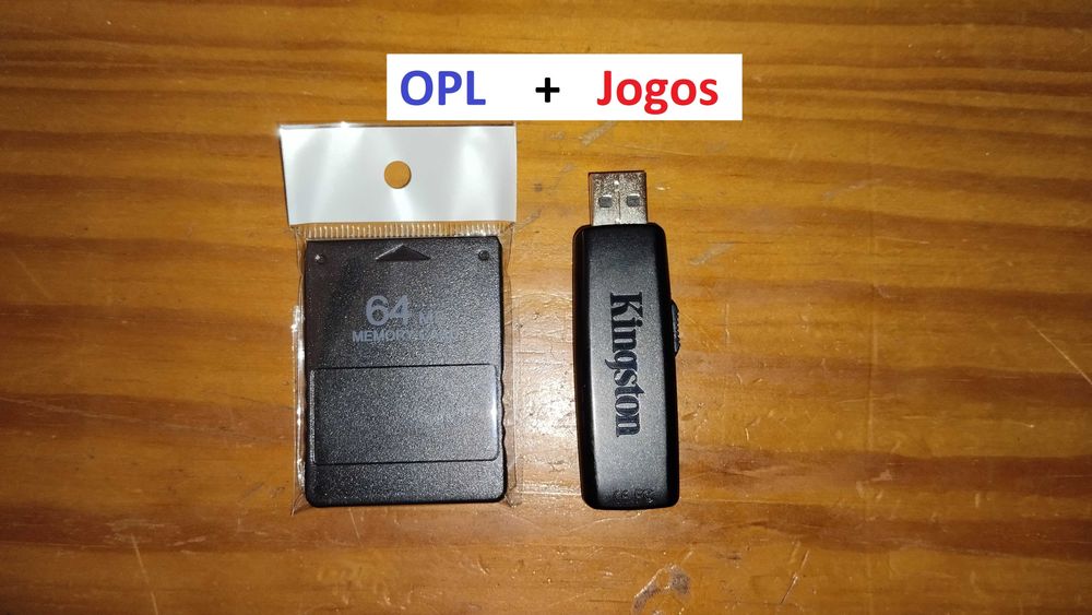 Kit Lite Cartão Memória PS2 64Mb com OPL Lacrado + Pen Drive com Jogos