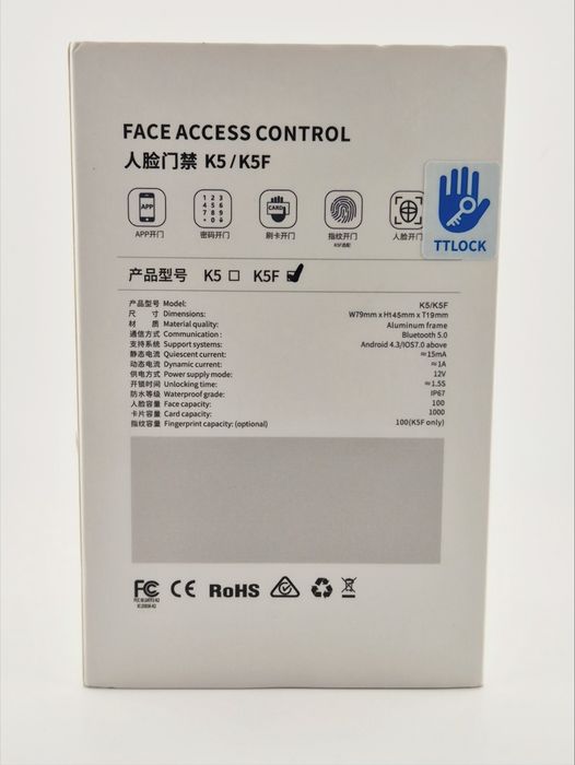 System kontroli dostępu TTLOCK K5F – Face ID / Odcisk palca / Kod / RFID / Aplikacja