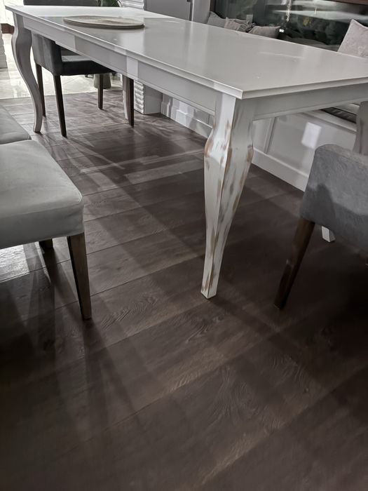 Stół idealny 155/80 rozkładany biały  dębowe nogi