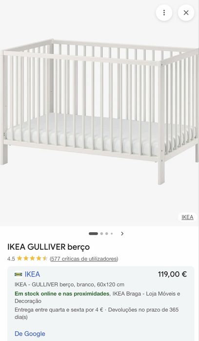 Cama grades IKEA  com colchão de molas e protetor de colchão