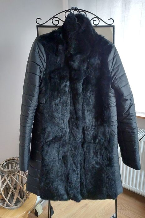 Kurtka płaszczyk ze sztucznym futerkiem, M/L