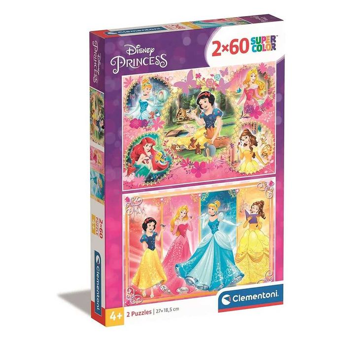 Puzzle Clementoni Disney Princess SuperColor 27x18,5cm 2x60 peças