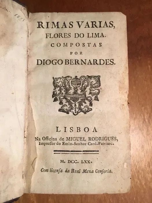 DIOGO BERNARDES - 1770 - Rimas Várias / Flores do Lima