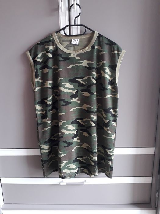 Koszulka bez rękawów moro podkoszulek męski rozmiar M/L khaki