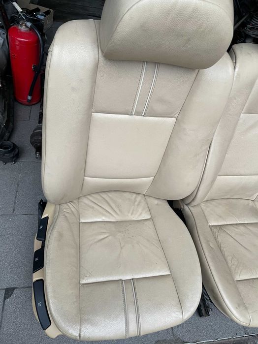 Bmw x3 e83 skóra krem komplet foteli boczki Europa przed lift lędźwie