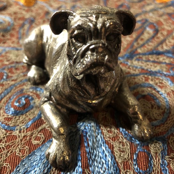 DUŻA FIGURKA pies bokser boxer srebro 925 153 gram 10,5x6cm USA