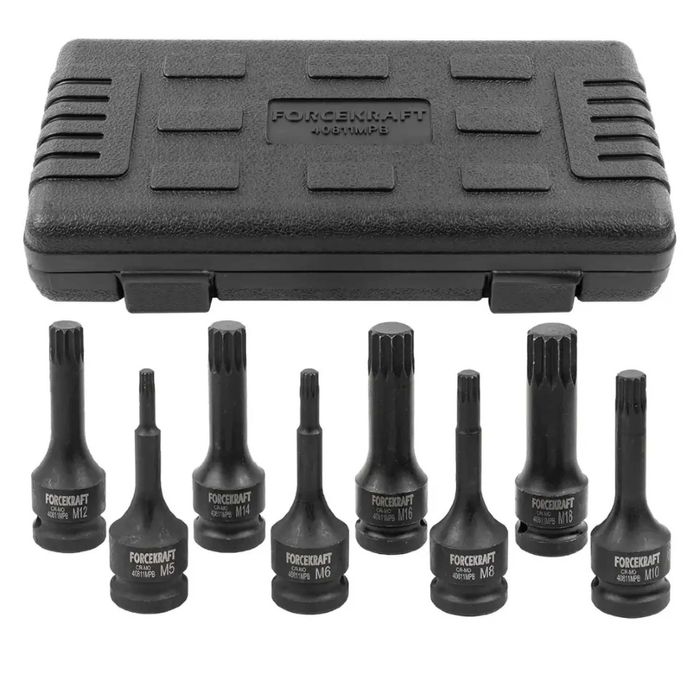 Набір головок-біт SPLINE ударних 1/2 M5- M18 FORCEKRAFT