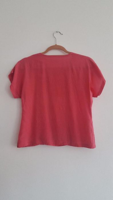 Koszulka jedwabna różowa delikatny przyjemny materiał mgiełka handmade