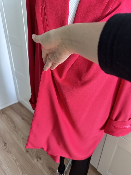 Czerpwna dluga marynarka z satyna niepowtarzalna plus size xxl 44