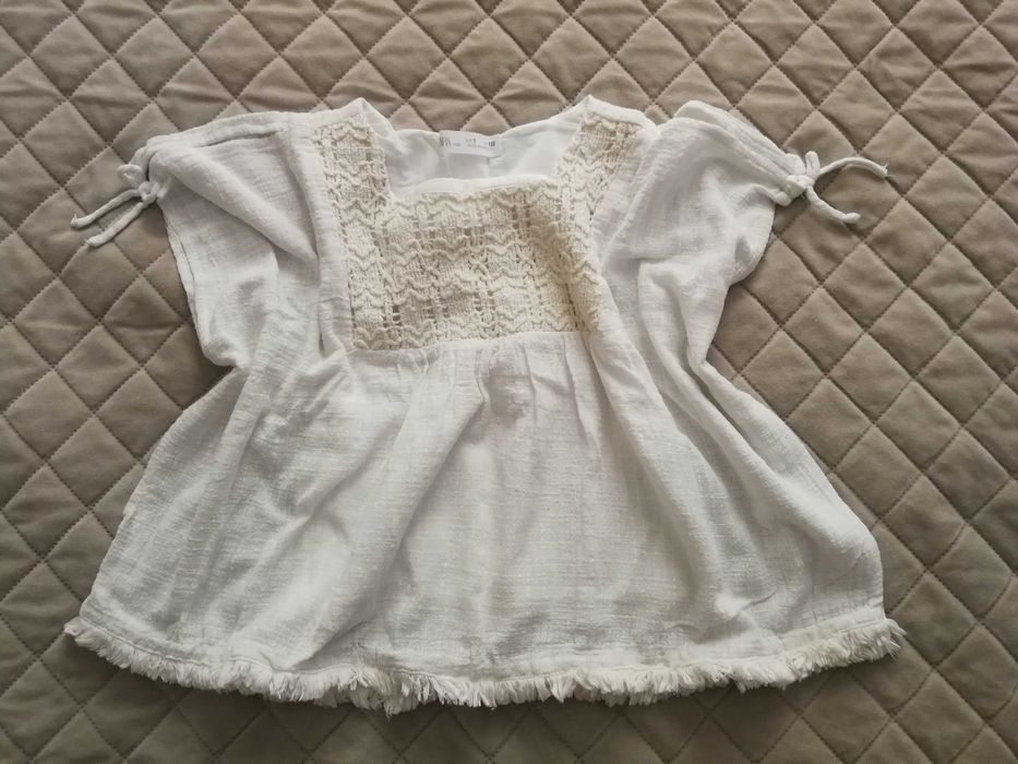 Zara bluzka boho z szydełkowaną wstawką r. 122