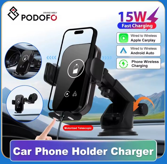 Suporte Carregamento rápido Telemóvel com CARPLAY e Android Auto NOVO
