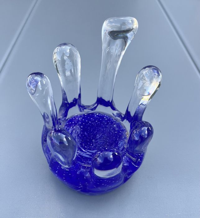 Dekoracja na świeczkę kryształ kobaltowy kolor