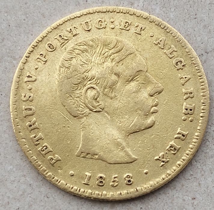 Moeda Ouro 2000 Réis 1858 D. Pedro V Excelente Estado Bom Preço