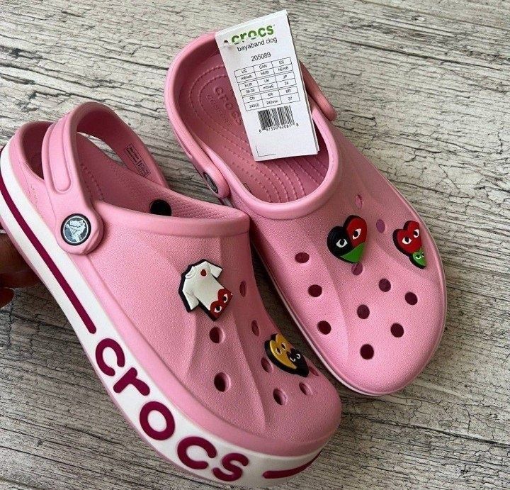 Жіночі сабо   Crocs bayaband pink/крокс баябенди+jibbitz
