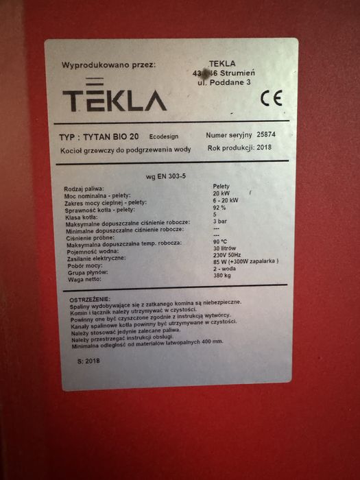 Piec na pellet TEKLA