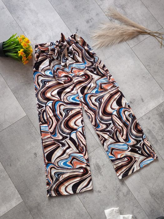 Stylowe Spodnie szerokie z wiązaniem Wide Leg Nowe