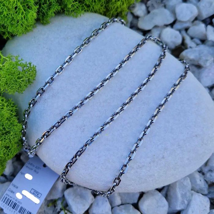 Мужская серебряная цепочка 925 пробы "Якорная" с чернением