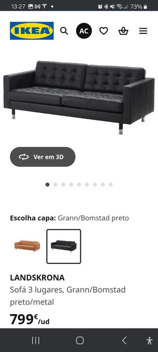 Sofá Ikea em pele. Como novo