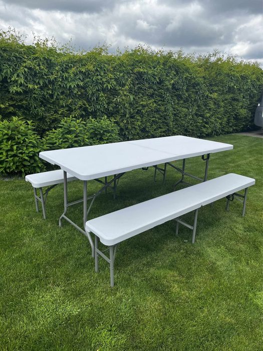 15 Zestawów Cateringowych Stół + 2 Ławki + Obrus | Wzmocnione FV23%