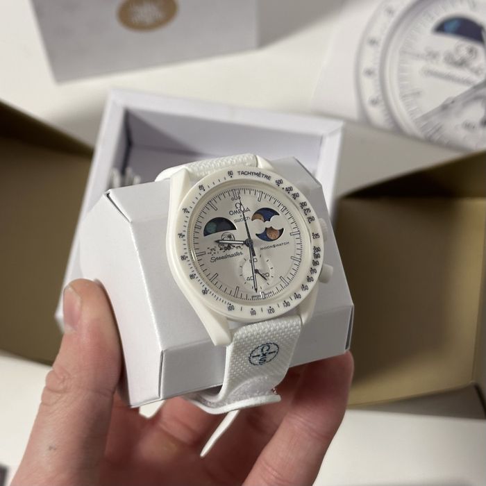 Omega x Swatch MoonSwatch Mission to the Moonphase Full Moon komplet, biały
