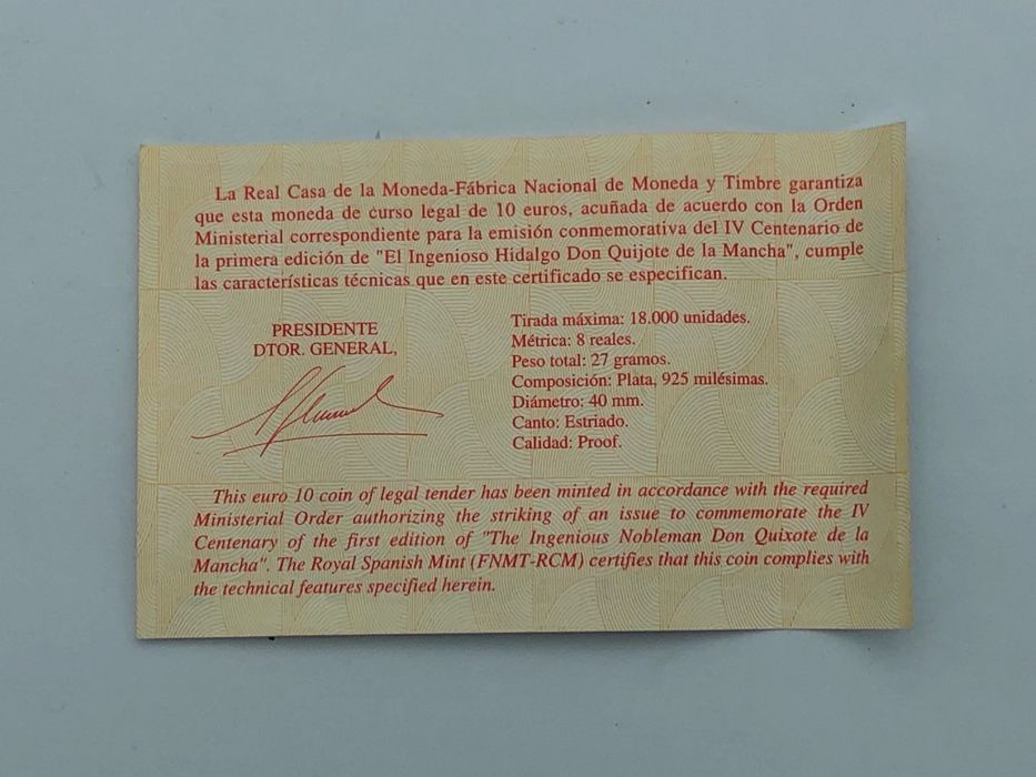 срібна пам’ятна монета 10 євро «Дон Кіхот» Іспанія, 2005 р.