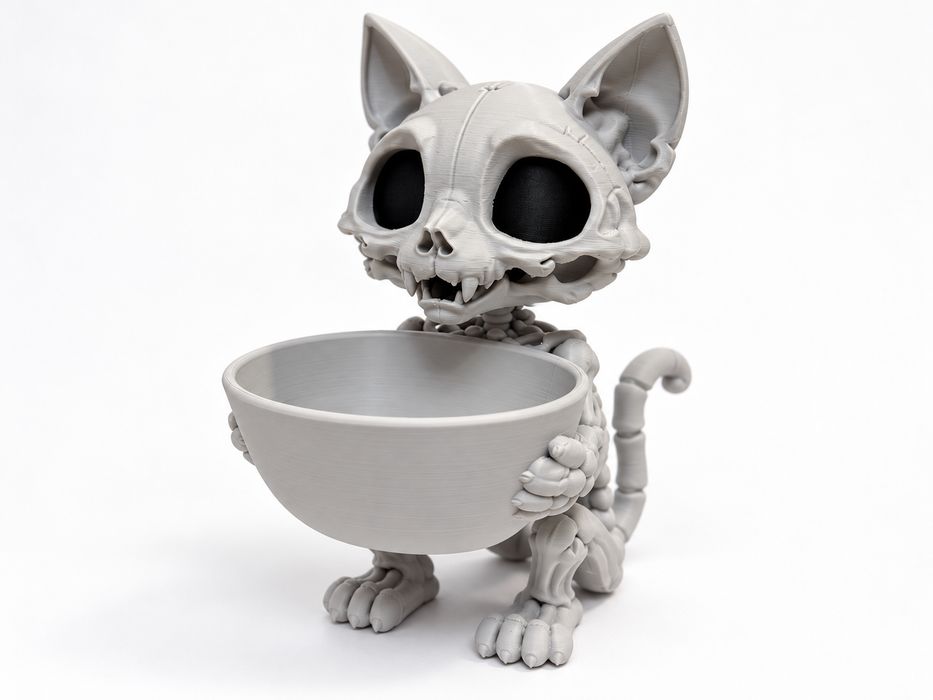 Bowl de Halloween com forma de gato esqueleto