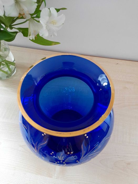 Wazony kobaltowy Lucka Glass DDR