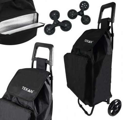 Nowy TEKAN wózek na zakupy na kółkach + 2 koła łożyskowe