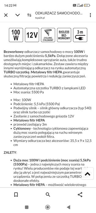Odkurzacz samochodowy