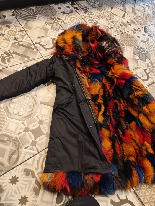 Parka lis farbowany unikat kurtka
