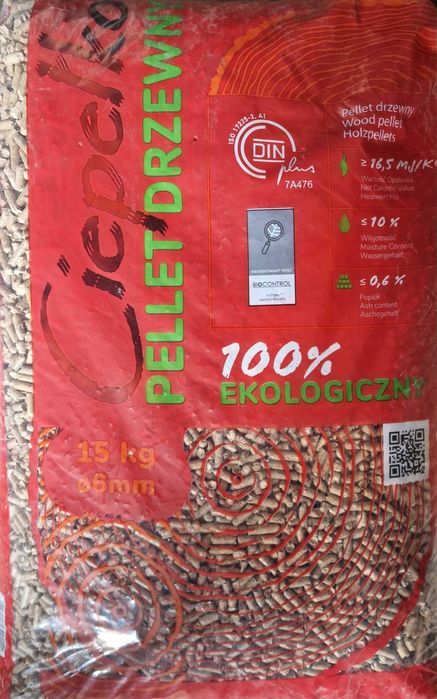 Pellet CIEPEŁKO pellet drzewny sosnowy 6mm DIN Plus