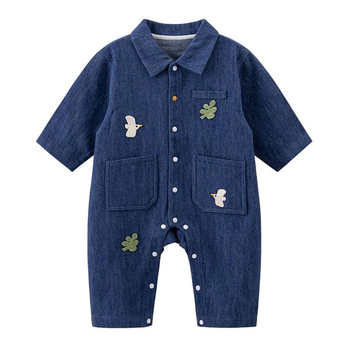 Kombinezon niemowlęcy - bawełna, długi rękaw, 18-24 m, granat