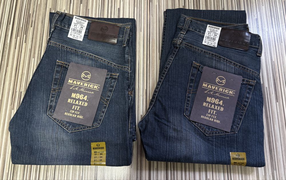 Spodnie męskie jeans 31/34 pas 82 cm komplet 2 sztuki Maverick nowe granat