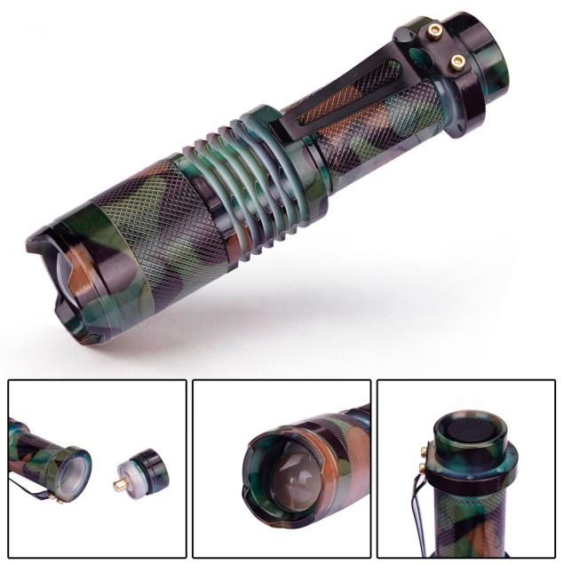 Lanterna camuflado tropa CREE Q5 LED 3 Modos Zoom ( foco ajustável )