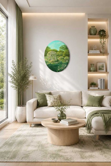Owalny obraz akrylowy 40x50 cm | Ręcznie malowany oryginał – Altana