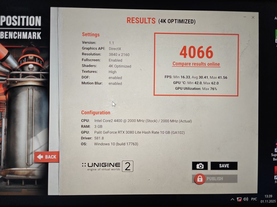 Видеокарта Palit RTX 3080 Gamerock 10GB