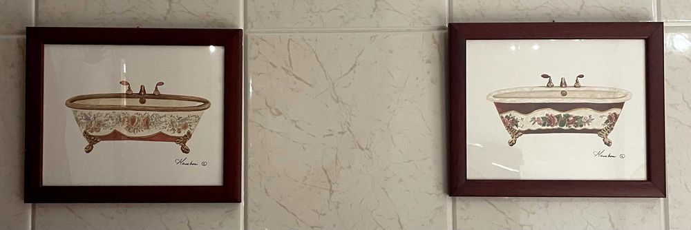 Quadros de WC com banheiras 2 unidades
