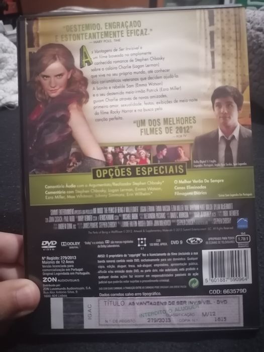 DVD " As Vantagens de Ser Invisível"