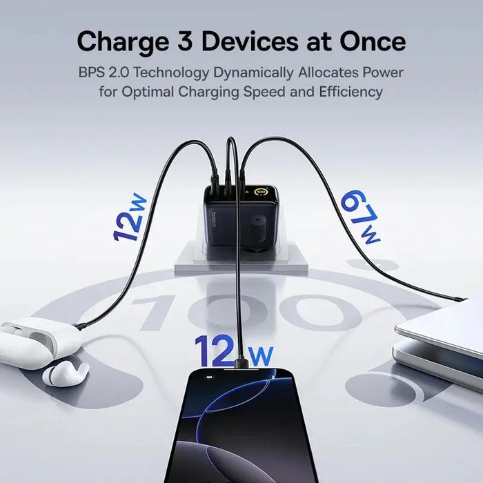 Зарядний пристрій Baseus PicoGo AE21 100w, складна вилка+дисплей