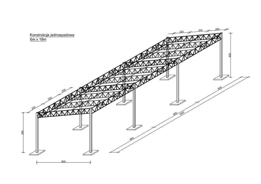 Konstrukcja Stalowa 6x18 - Wiata Hala Magazyn Carport - Nowa i Solidna