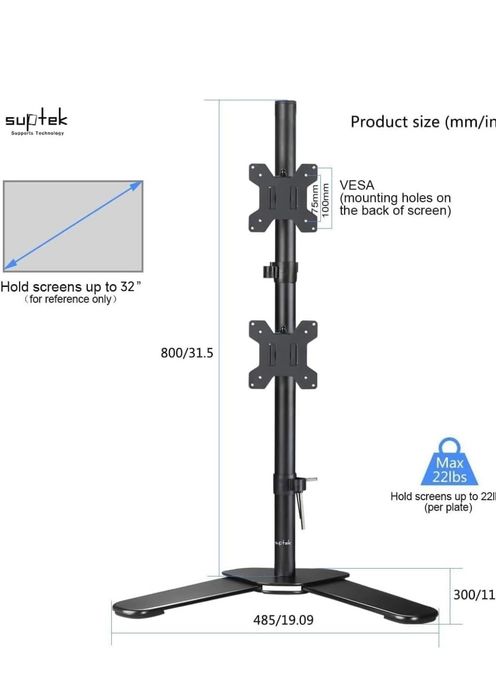 Suporte de ecrã para PC, 2 ecrãs