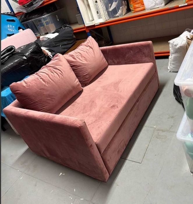 Sofá-Cama 2 Lugares Veludo Rosa — Porto