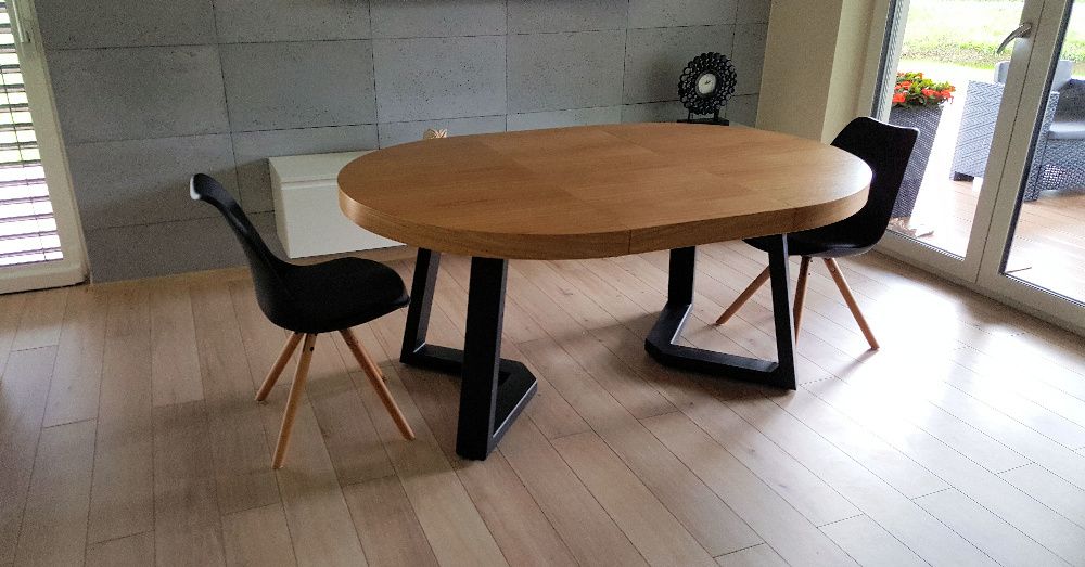 Nowoczesny stół dębowy okrągły rozkładany Loft 1  Dostępny od ręki !!!