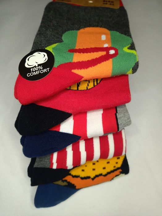5 par Kolorowe skarpetki bawełniane rozmiar 39-42