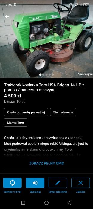 Traktorek kosiarka kosz zamiatarka (zbiera liście, śmieci)