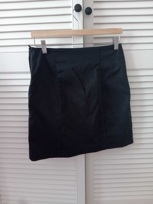 H&M spódnica 38 zamki czarna granat kieszenie