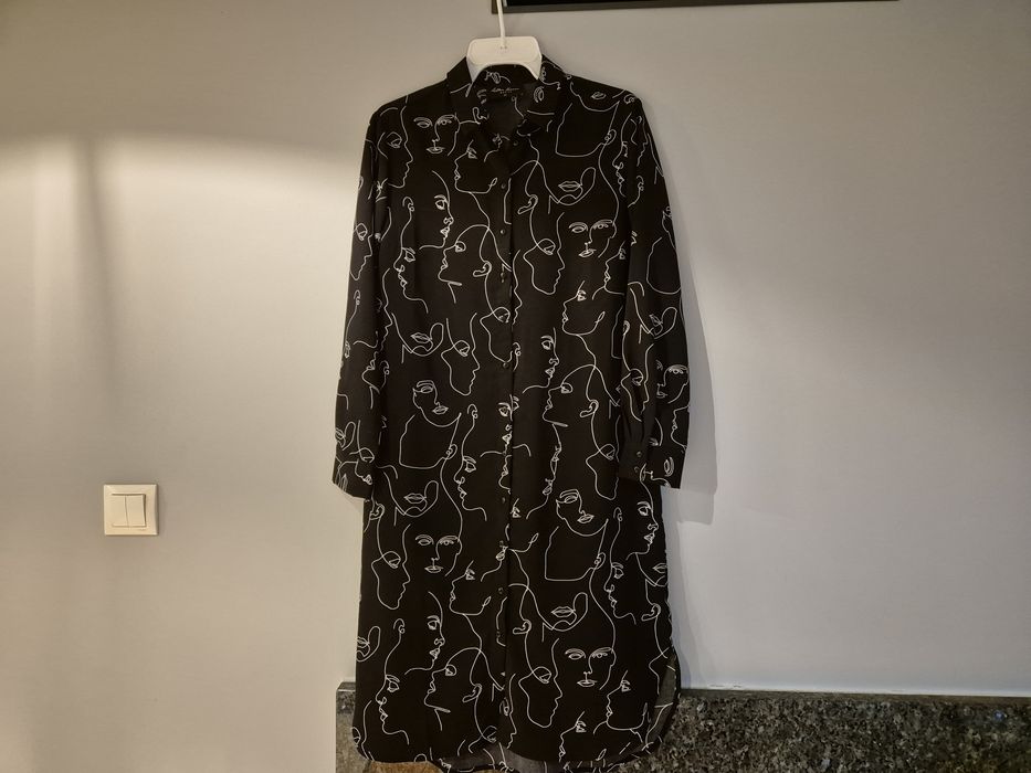 Czarna sukienka 34 XS Mohito twarze szmizjerka koszulową tunika guziki