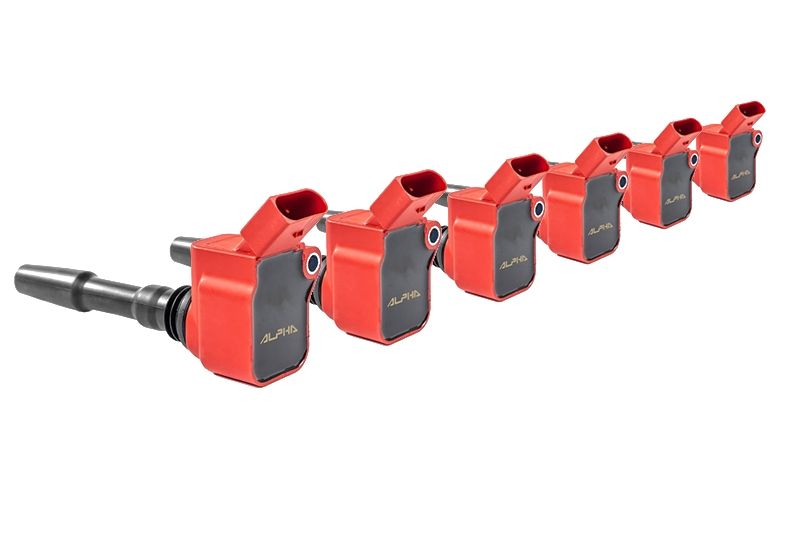 KIT DE 6 BOBINES DE IGNIÇÃO ALPHA COMPETITION AUDI S4 / RS4 B9 / S5 / RS5 F5 - 2.9 / 3.0 TFSI - VERMELHO
