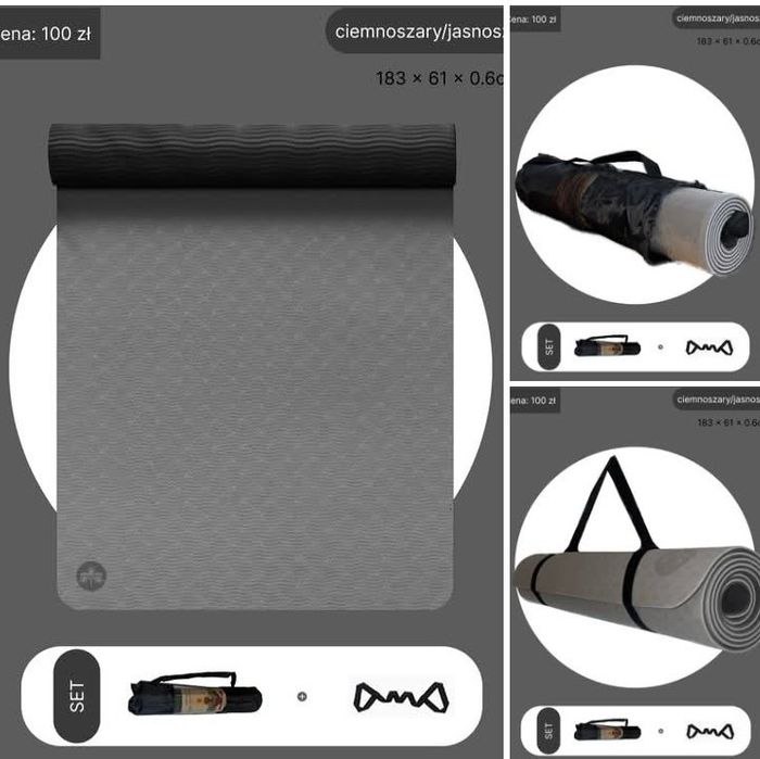 Коврик для йоги сірий. 6мм. 61см 183см.